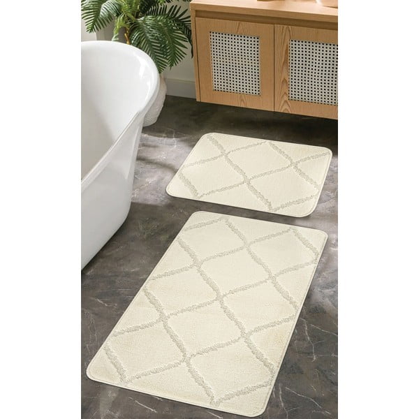 Covorașe de baie crem 2 buc. 50x80 cm Cizgili – Foutastic-image-1