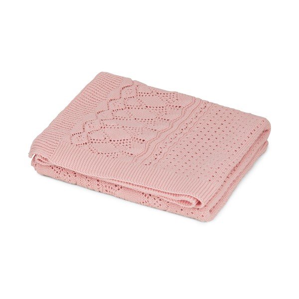 Pătură pentru copii, roz prăfuit din bumbac organic tricotată 80x100 cm Sorbet – Cam Cam Copenhagen