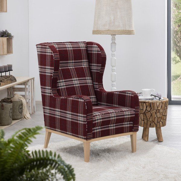 Fotoliu cu carouri roșii Max Winzer Angelo-image-1