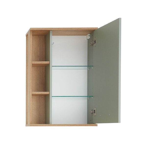 Dulap de baie suspendat verde cu aspect de lemn de stejar 51x75 cm Set 923 - Pelipal-image-2