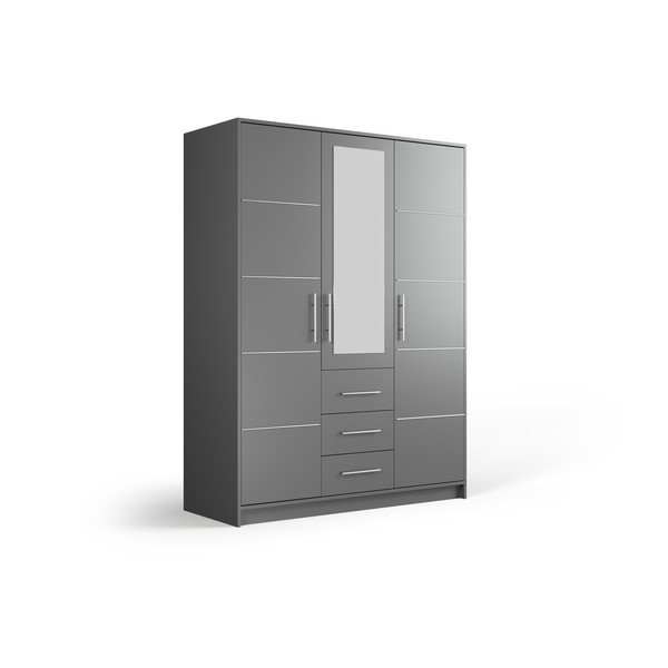 Dulap gri cu oglindă 147x200 cm Derry - Cosmopolitan Design-image-2