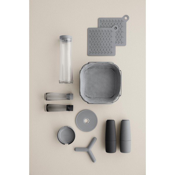 Set 2 sticle pentru oțet și ulei cu capac de silicon Blomus Basic, gri-image-2