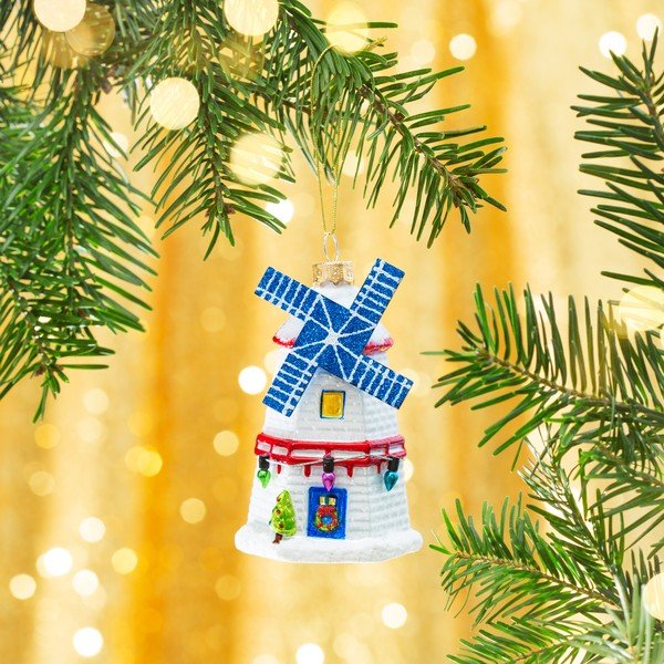 Ornament de Crăciun din sticlă Windmill – Sass & Belle-image-1