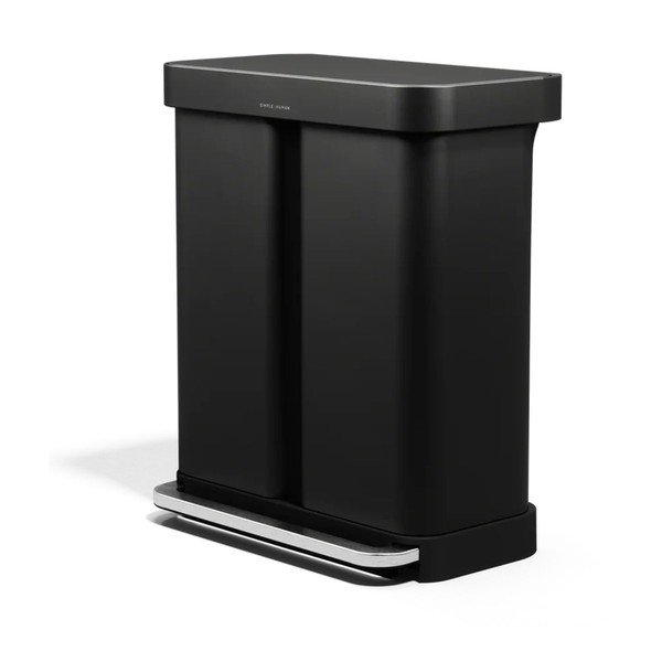 Coș de gunoi negru mat pentru reciclare/cu pedală 34+24 l din oțel – simplehuman-image-3