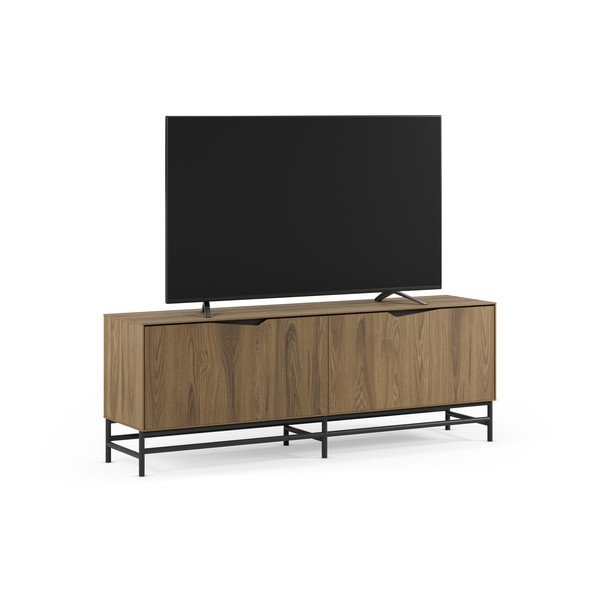 Comodă TV neagră/în culoare naturală cu aspect de lemn de stejar 150x61x35 cm Aiden – Marckeric-image-2