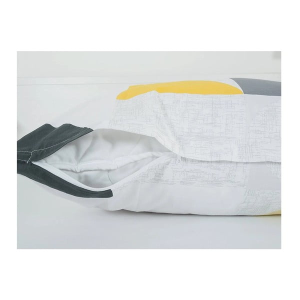 Lenjerie de pat galbenă/gri din țesătură crep pentru pat de o persoană 140x200 cm Geometries – B.E.S.-image-2