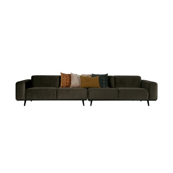 Canapea cu husă din catifea BePureHome Statement, lungime 372 cm, verde închis-image-4