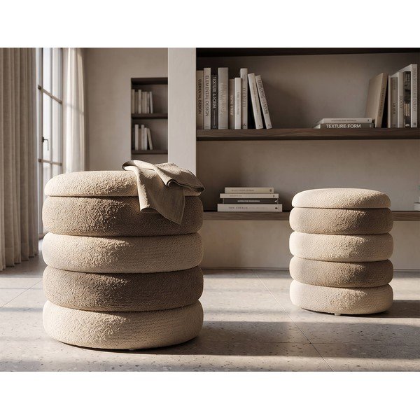 Pufuri crem 2 buc. Nordic Style – Mauro Ferretti-image-1