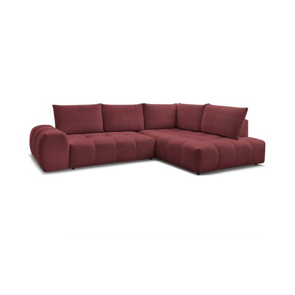 Colțar burgundy extensibil/cu spațiu de depozitare cu tapițerie din chenille (cu colț pe partea dreaptă/în formă de ”L”) Everest – Bobochic Paris-image-3