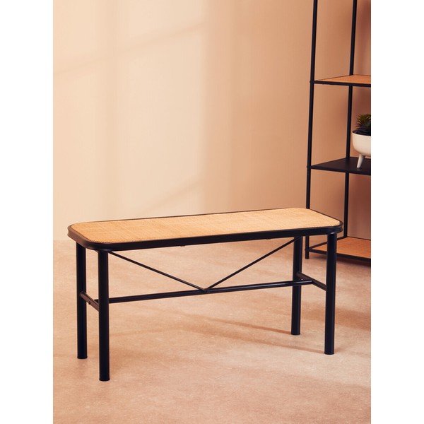 Bancă neagră/în culoare naturală din ratan Depok – Premier Housewares-image-1