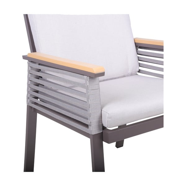 Fotoliu de grădină gri deschis din metal Denia – Garden Pleasure-image-2