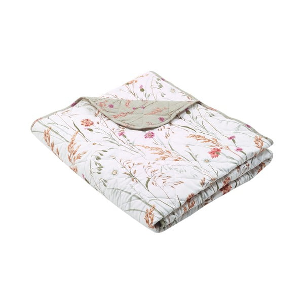 Cuvertură verde-bej matlasată din bumbac 200x220 cm Grasmere Floral – Catherine Lansfield