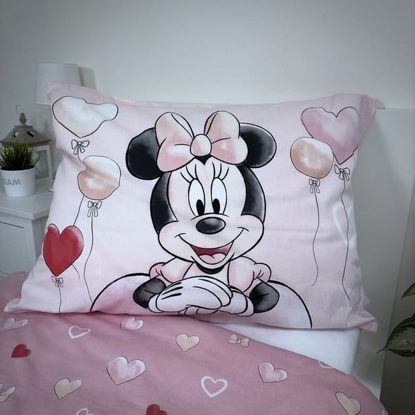 Lenjerie de pat pentru copii roz din bumbac pentru pat de o persoană 140x200 cm Minnie "Balloon" – Jerry Fabrics-image-4
