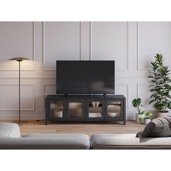 Comodă TV neagră din lemn de pin 150x50x40 cm Alessandra – Marckeric-image-1