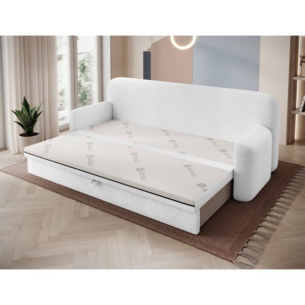 Canapea albă extensibilă/cu spațiu de depozitare cu tapițerie din țesătură bouclé 236 cm Elioss – ELTAP-image-3