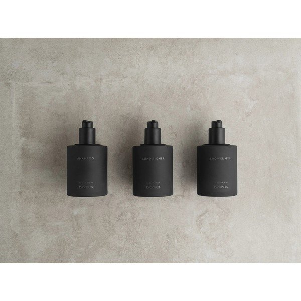 Dozatoare de săpun lichid negre 3 buc. de montat pe perete din sticlă 350 ml Kirei – Blomus-image-2