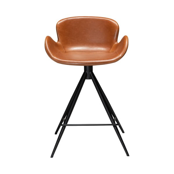 Scaun bar din piele ecologică DAN–FORM Denmark Gaia, înălțime 87 cm, maro coniac-image-1