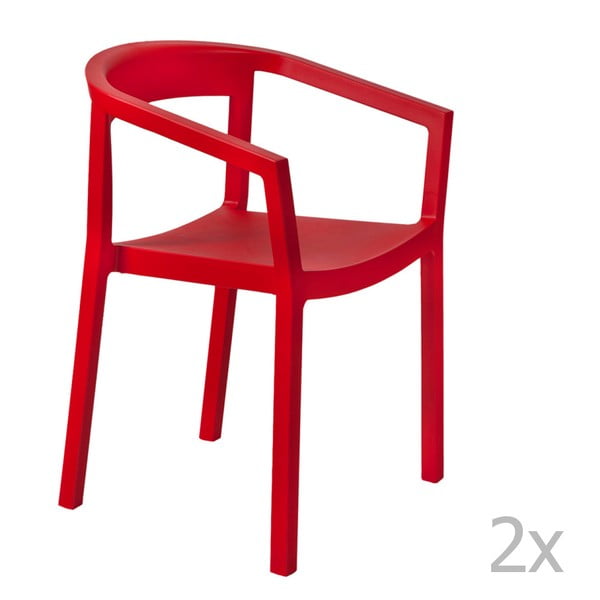 Set 2 scaune grădină, cu cotiere, Resol Peach, roșu