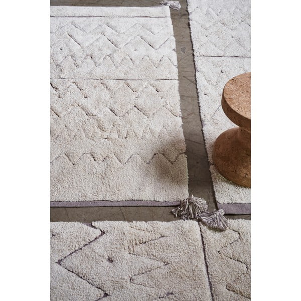 Covor crem lavabil/țesut manual din bumbac 90x130 cm Azteca – Lorena Canals-image-1