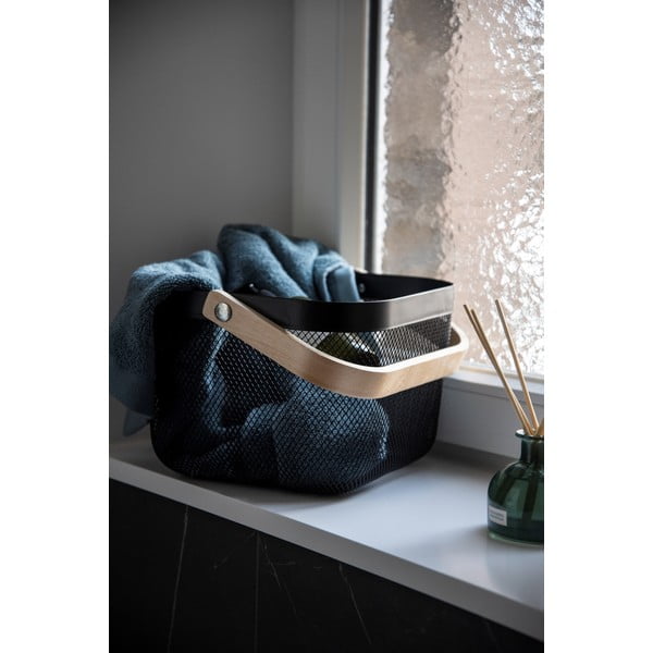 Organizator cu mâner din bambus pentru baie Wenko, negru-image-1