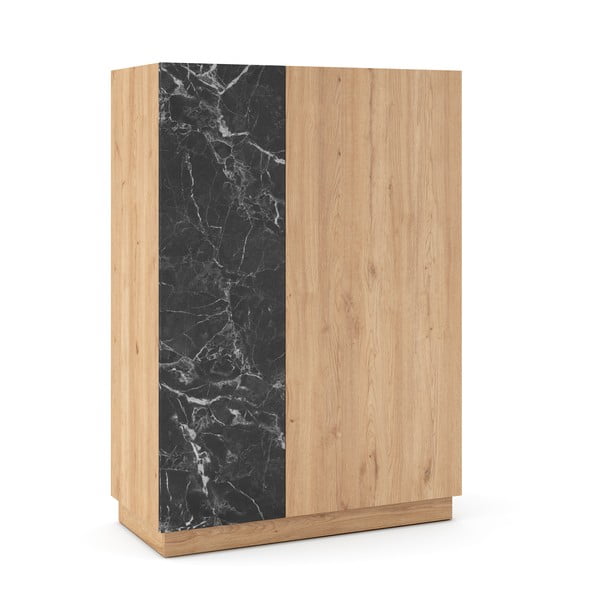 Dulap negru/natural cu aspect de lemn de stejar 90x127 cm Dione – Marckeric-image-2