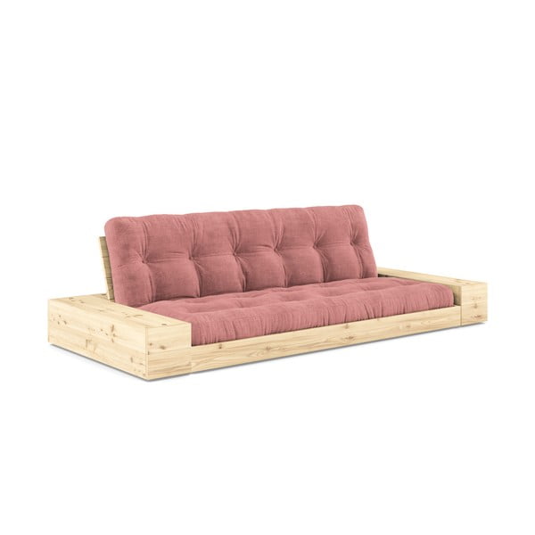Canapea roz extensibilă cu tapițerie din catifea reiată  244 cm Base – Karup Design