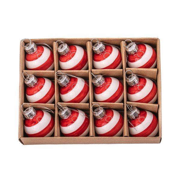 Globuri de Crăciun lucrate manual 12 buc. din sticlă ø 3 cm Bauble Stripe – Sass & Belle-image-1