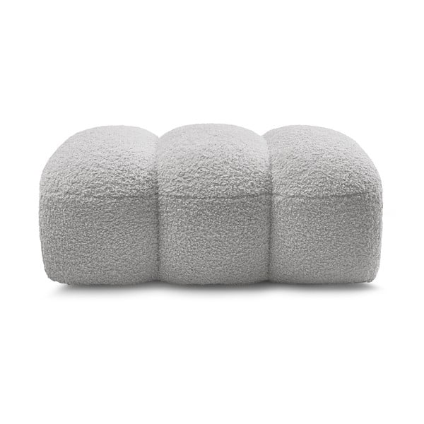 Taburet gri deschis cu tapițerie din țesătură bouclé Hippolyte – Bobochic Paris