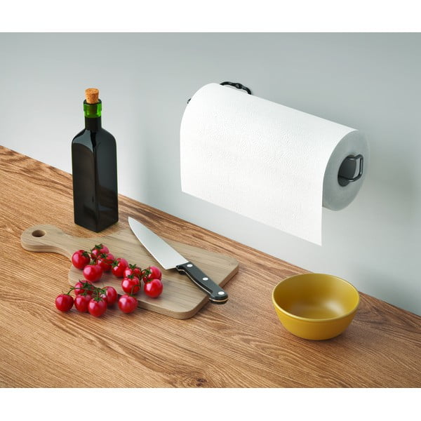 Suport de perete pentru prosoape de bucătărie Metaltex, negru-image-2