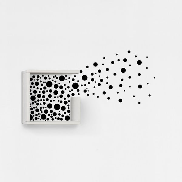 Raft de perete cu decor autoadeziv Bubbles, negru-alb