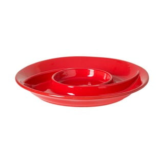 Farfurie din gresie pentru dulciuri Casafina Chip&Dip, ø 32,3 cm, roșu