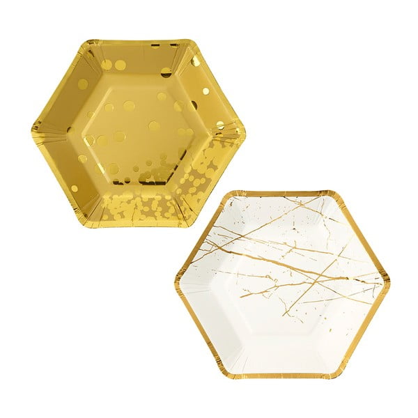 Set 8 farfurii din hârtie Talking Tables Hexagonal Gold
