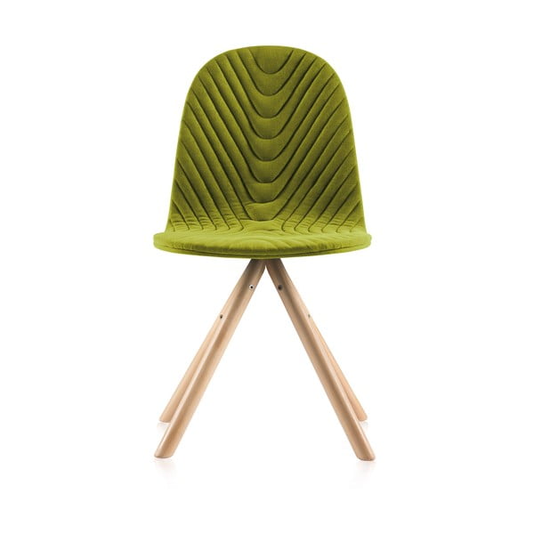 Scaun cu picioare în nuanță naturală Iker Mannequin Wave, verde