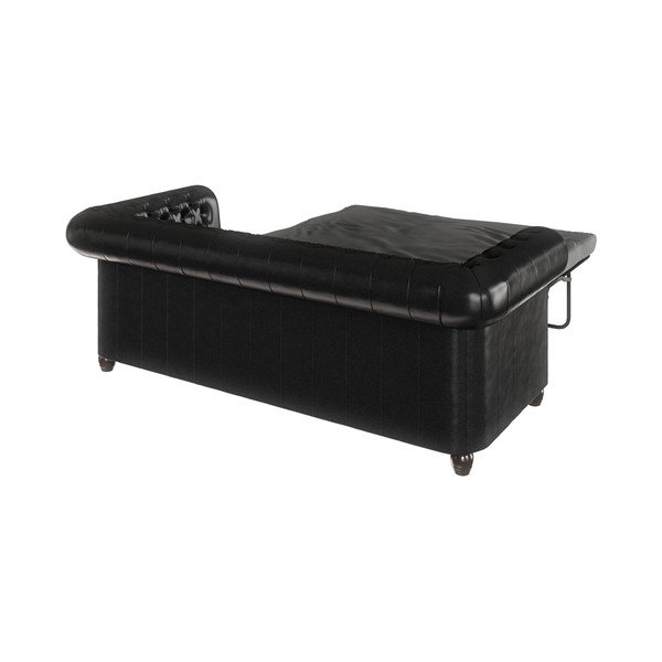 Canapea neagră extensibilă cu tapițerie din imitație de piele 203 cm York – Ropez-image-4