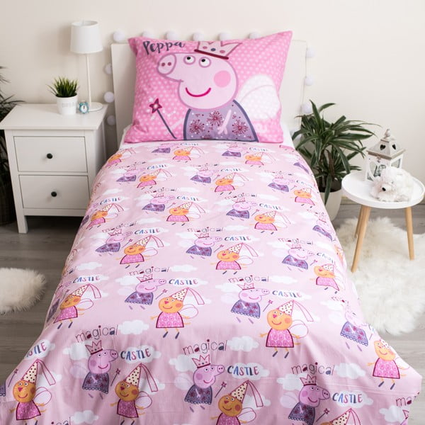 Lenjerie de pat din bumbac pentru copii Jerry Fabrics Peppa Pig, 140 x 200 cm, roz-image-2
