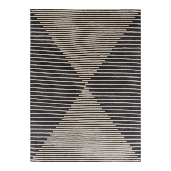 Covor de lână țesut manual Linie Design Cono, 200 x 300 cm, bej - albastru 