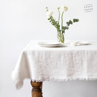 Față de masă albă din in 140x140 cm - Linen Tales