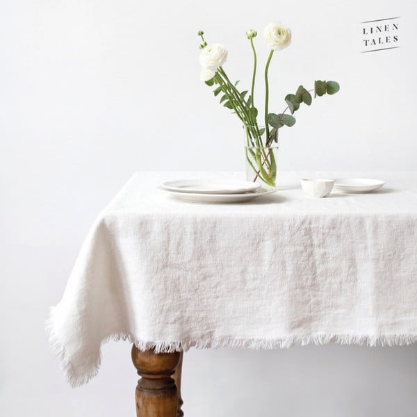 Față de masă albă din in 140x140 cm - Linen Tales
