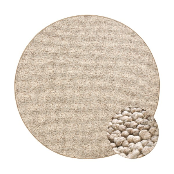 Covor maro deschis rotund ø 200 cm Wolly – BT Carpet