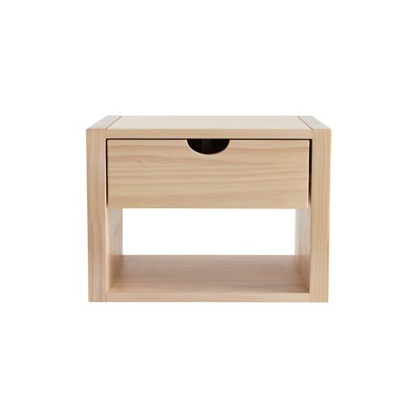 Noptieră în culoare naturală deschisă suspendată/cu rafturi din lemn de pin Arrie – Jotex-image-3