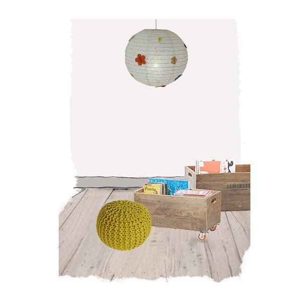 Puf lucrat manual pentru copii Nattiot Lili, galben muștar-image-1