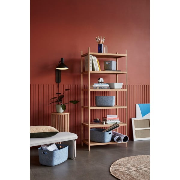 Măsuță auxiliară tip consolă din lemn de stejar Hübsch Folk, ø 35 cm, natural-image-3