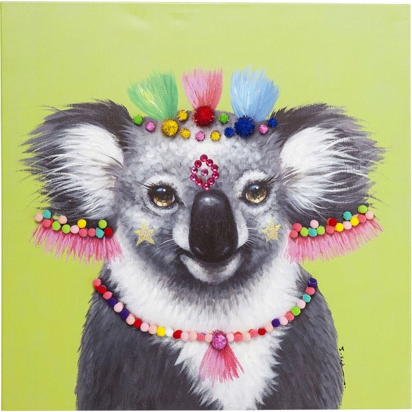 Tablou Kare Design Koala Pom Pom, 70 x 70 cm