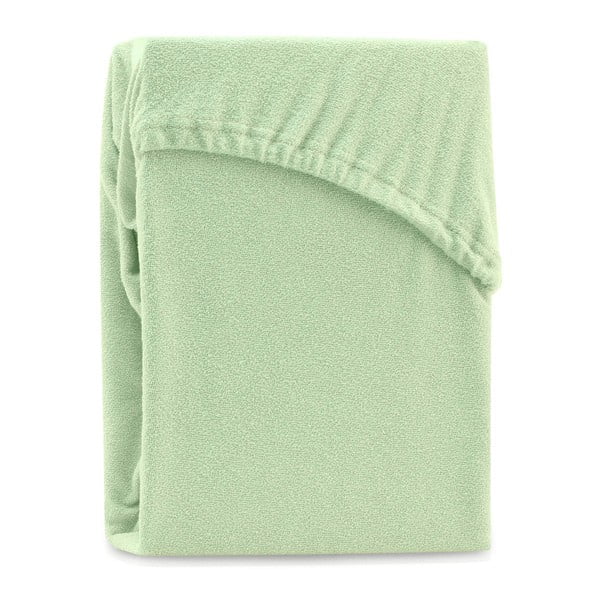 Cearșaf elastic pentru pat dublu AmeliaHome Ruby Siesta, 220-240 x 220 cm, verde deschis