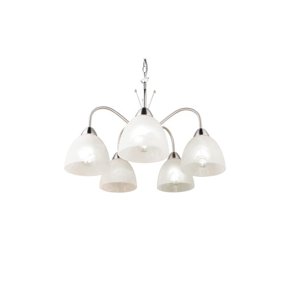 Lustră albă/argintie cu abajur din sticlă ø 55 cm Dobby – Trio-image-4