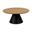 Măsuță de cafea neagră/în culoare naturală rotundă cu blat cu aspect de lemn de stejar ø 85 cm Soli – Actona