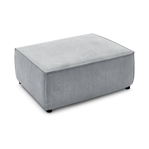 Taburet gri deschis cu tapițerie din catifea reiată Nihad – Bobochic Paris-image-3