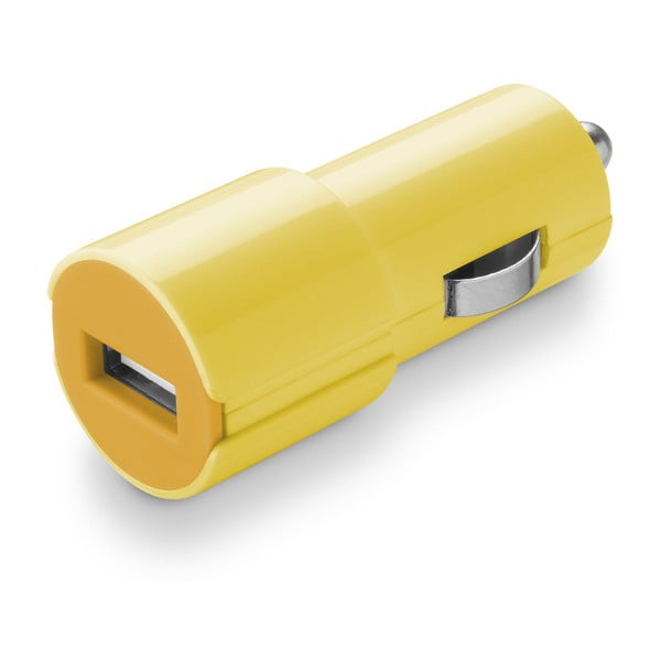 Încărcător de mașină galben Style&Color Cellularline cu conector USB, 1A