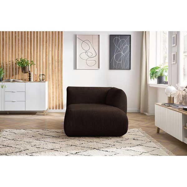 Modul pentru canapea maro închis cu tapițerie din catifea reiată  (cu colțar pe partea dreaptă) Lecomte – Bobochic Paris-image-1