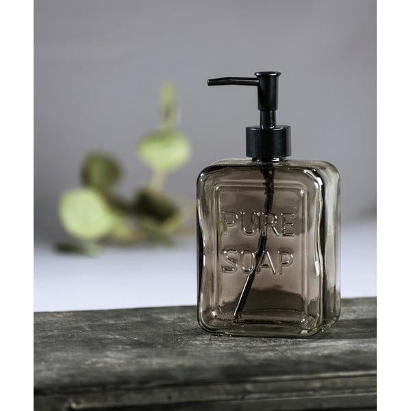 Dozator din sticlă pentru săpun Wenko Pure Soap, gri-image-1